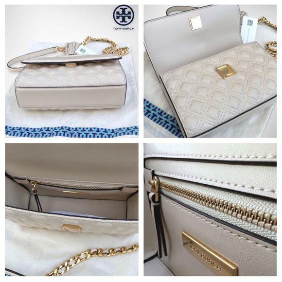 AUTH. NWT Tory Burch Fleming Convertible Shoulder Bag & Kira Pearl Drop Earrings - Picture 8 of 12